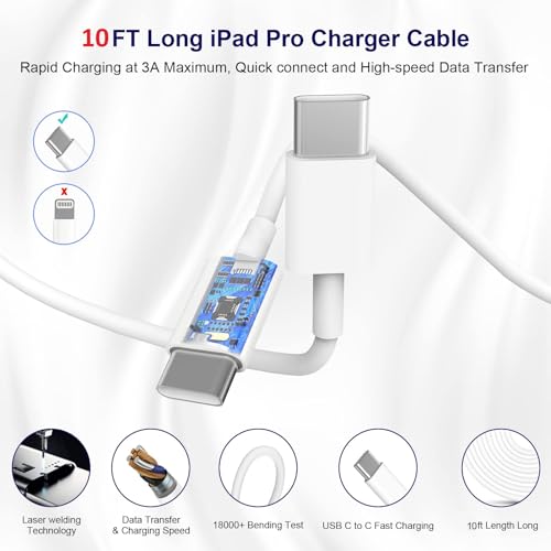iPhone 17 16 15 Charger Fast Charging 10FT, 20W USB C Charger Block & Cable - color: White