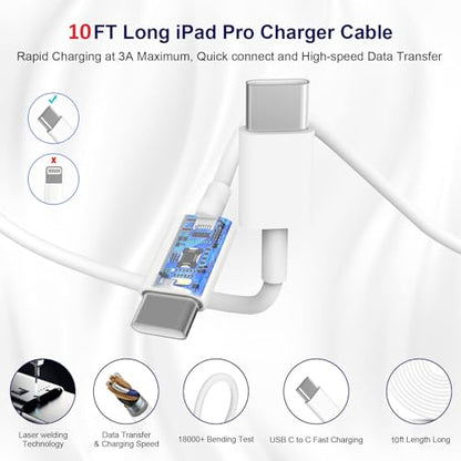 iPhone 17 16 15 Charger Fast Charging 10FT, 20W USB C Charger Block & Cable - color: White