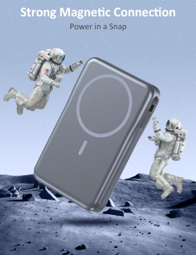 Magnetic Portable Charger 10000mAh, 20W Power Bank with Built in Cable | 20W Fast Charging for Magsafe Battery Pack with LED Display, Travel Essential for iPhone 17/16/15/14/13 Pro/Pro Max-SpaceGrey - color: SpaceGray