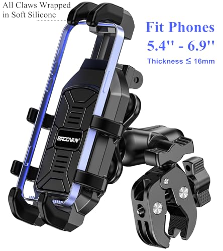 BRCOVAN Anti-Shake Motorcycle Phone Mount Holder with Vibration Dampener