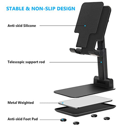 2 Pack Phone Stand for Desk, Angle & Height Adjustable Phone Holder - color: C-Black&Black