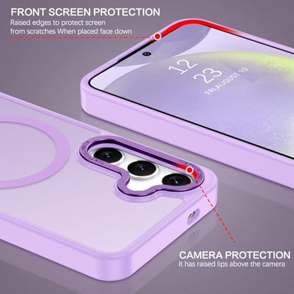 BENTOBEN Magnetic for Samsung Galaxy S24 Plus Case [Compatible with Magsafe] Translucent Matte Slim Thin Shockproof Anti-Yellow Women Men Protective Phone Cover for Galaxy S24 Plus 6.7", Light Purple - color: Light Purple