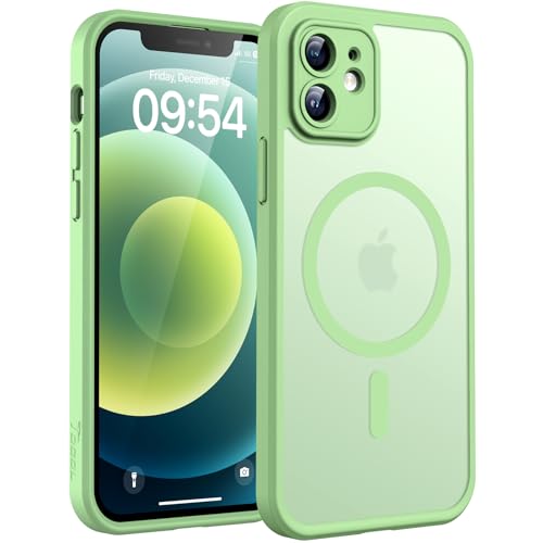 TOCOL for Phone 12 Case, Compatible with Magsafe Charger, Full Camera Protection, Drop Protection, Translucent Matte Phone Case for iPhone 12 6.1 inch (Light Green) - color: Light Green, size: Iphone 12
