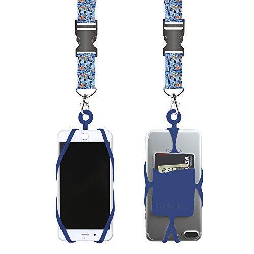Gear Beast Cell Phone Lanyard - Mobile Phone Lanyard with Case Holder, Card Pocket, Soft Neck Strap, and Detachable Clip - Compatible with iPhone, Galaxy, & Most Smartphones - Skiing - color: Blue