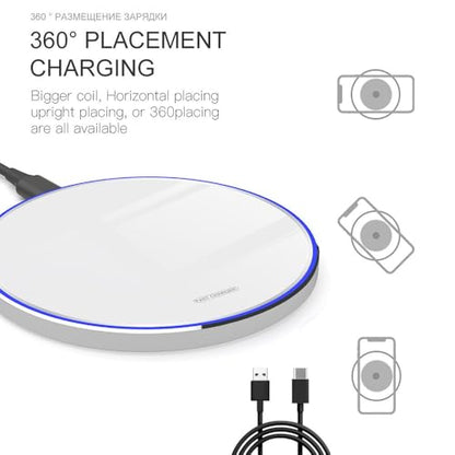 Fast Wireless Charger,25W Wireless Charging Induction Pad for iPhone 18/Duo - color: Mirror White