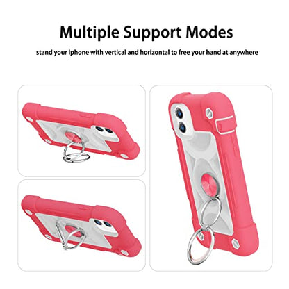 MARKILL Compatible with iPhone 11 Case 6.1 Inch with 360°Rotate Ring Stand, Military Grade Drop Protection Full Body Rugged Heavy Duty Case 3 in 1 Protective Cover Hot Pink - color: Hot Pink, size: iPhone 11 6.1"