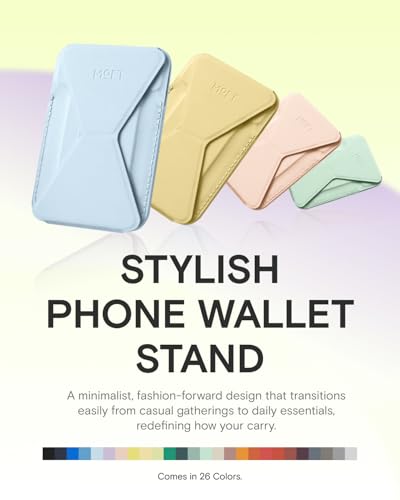 MOFT Magnetic Wallet Stand Compatible with iPhone 18/17/16/15/14/13 Series, Angle Adjustment Magsafe Compatible MOVAS Phone Stand - color: Soothing Mist, size: Standard
