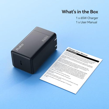 Ruko 65W USB C Charger, GaN Fast Charger, Foldable Design - size: Charger Only
