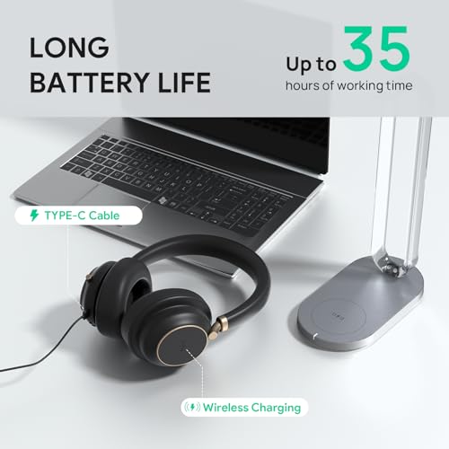 Yealink BH76 Plus Wireless Headset for Work, Bluetooth Headsets with Microphone Active Noise Cancelling (ANC), Retractable Hidden Mic Arm, Teams Certified Headset Compatible with PC Mac Mobile Phone - color: Black Teams, style: BH76 Plus USB-A