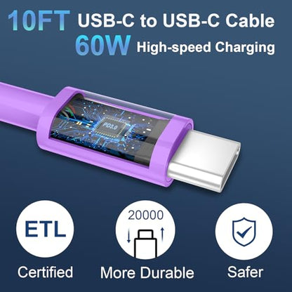 Phone 17 16 15 Charger USB C Wall Charger Block with 10FT USB C Fast Charging Cable for Phone 17 16 15/16 15 Plus/16 15 Pro/17 16 15 Pro Max - color: purple, size: 10 Feet