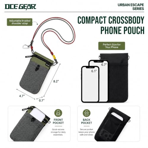 Cell Phone Bag with Strap Lightweight Crossbody Phone Purse with Nylon Lanyard Fits iPhone 12-17 for Travel Casual Walking - color: Green