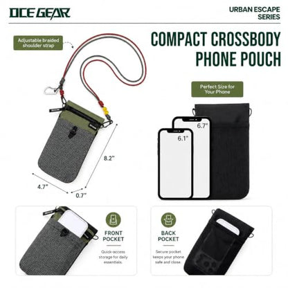 Cell Phone Bag with Strap Lightweight Crossbody Phone Purse with Nylon Lanyard Fits iPhone 12-17 for Travel Casual Walking - color: Green
