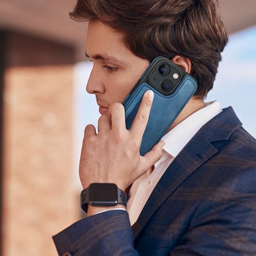 DJDUCK Designed for iPhone 15 Case Wallet with Card Holder, [Magnetic Clasp Cover] [RFID Blocking Leather Protection] Shockproof Women Men Cases 6.1 Inch for Apple 15 Bright Blue - color: Bright Blue