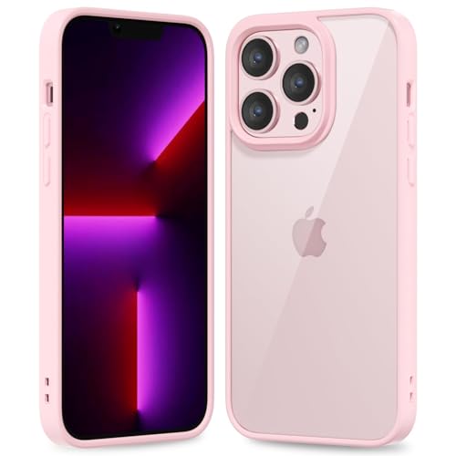oakxco Thin Slim Clear case for iPhone 13 Pro, Transparent Hybrid Hard Shell Plastic & Soft Silicone Rubber Bumper, Non-Yellow Acrylic Protective Lightweight Cover for Women, Light Pink - color: Light Pink, size: 13 Pro
