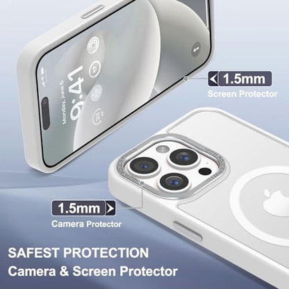 Newfuture Magnetic for iPhone 15 Pro Max Case Shockproof, Frosted White | Military Drop Protection, Slim Matte Anti-Fingerprint, Compatible with Magsafe, Camera Guard, Translucent Protective Cover - color: Frosted White, size: iPhone 15 Pro Max 6.7 inch