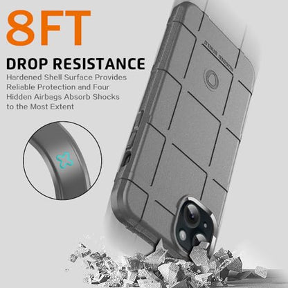 Rugged Shield 8ft Drop Proof TPU Thick Armor Tactical Protective Case Compatible with iPhone 15 Plus (6.7 inches) - City Grey - color: City Grey, size: iPhone 15 Plus