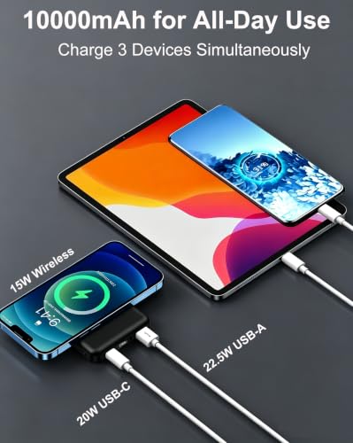 for MagSafe Portable Charger, 10000mAh Magnetic Battery Power Bank