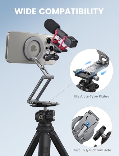 Lamicall for MagSafe Tripod Stand Ultra-Compact with 1/4" Screw, Arca, Hook - color: NEW Upgraded - Grey