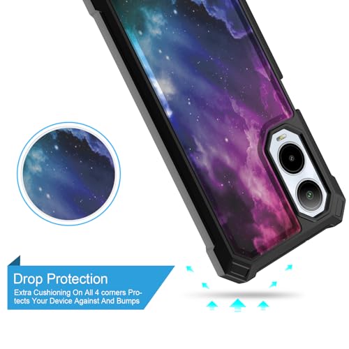 for Cricket Debut S3 Phone Case (U572AC)/AT&T Vista 2 (U572AA) w/[Built-in Screen Protector] Dual Layer Shockproof [Military-Grade][Full-Body] Protective Cover for Women Man Blue Black Star Galaxy - color: BLD IN GALAXY STAR