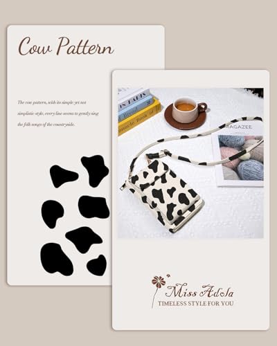 Leather Cell Phone Purse Crossbody Bag for Women | Adjustable Shoulder Strap, Card Slots, Secure Wallet Interior, Cute Pattern Styles, Small Carry for Travel and Daily Use - color: Cow Print