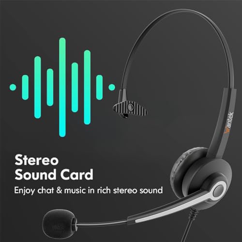 Wantek USB-A/USB C/3.5mm Jack 3-in-1 PC Headset, Wired & Noise with Noise-Cancelling Microphone for Laptop - Type-C Computer Headphones with Mic in-line Control for Home