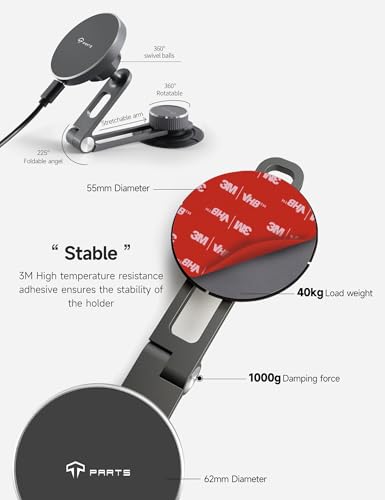 TPARTS Foldable Magnetic Phone Holder Car Mount for Tesla 3/Y/X/S - color: Mag safe Wireless Charger