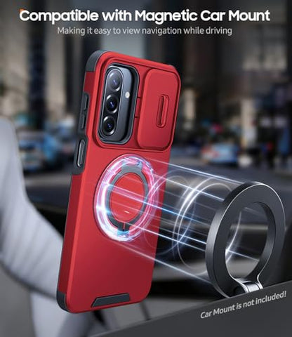 JAME for Samsung Galaxy A17/A16 5G Phone Case with Stand Slide Camera Cover - color: Red, size: Galaxy A16/A17