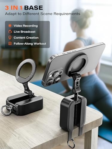 A2C 3-in-1 Magnetic Phone Holder for Gym Travel with Tray Table Clamp - color: Black