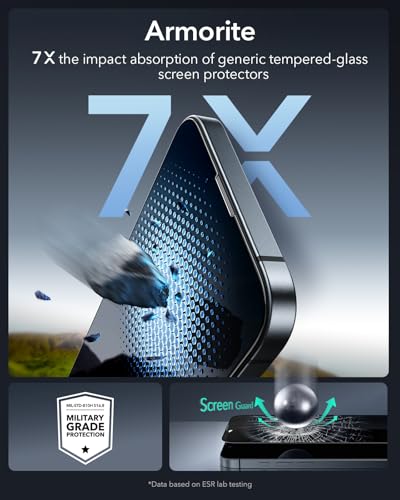 ESR 3 Pack for iPhone 17e/14/13/13 Pro Privacy Screen Protector, Armorite | 7X Impact Absorption, 9H+ Tempered Glass, Anti-Spy, for iPhone 17e/16e/14/13/13 Pro, UltraFit Tray, Full-Coverage Protection - size: iPhone 17e/16e/14/13/13 Pro 6.1 inch