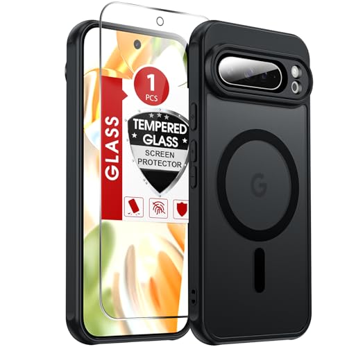 LeYi for Google Pixel-9-Pro Case [MagSafe Fit] Matte Translucent, Black | Pixel 9Pro Phone Cover with Screen Protector & Camera Bump Protection, Slim Sleek & Shockproof Funda para Pixel9 Pro Unlocked - color: Black, size: Pixel 9 Pro (6.3 Inch)