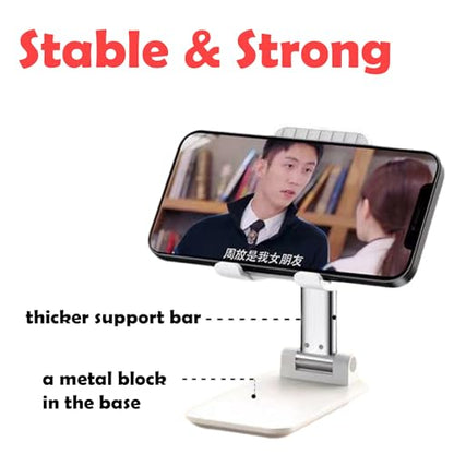 2 Pack Cell Phone Stand for Desk,Fully Foldable,Portable,Phone Holder with Silicon Pad,Angle Height Adjustable,Metal Weighted for Base,Compatible with All Mobile Phones (Pink & Green) - color: Pink & Green