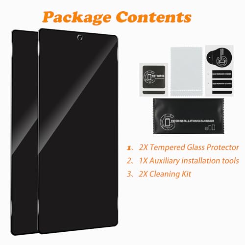 2 Pack for Samsung Galaxy S25 Ultra Privacy Screen Protector Auto-Alignment - size: Galaxy S25 Ultra