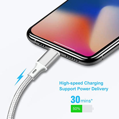 USB C to Lightning Cable, 5 Pack iPhone Charger PD Fast Charging Cord（Gray） - color: Gray, style: USB-C to L
