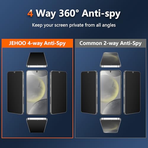 [2 Pack] 4 Way 360 ° Matte TPU Privacy Screen Protector for Samsung Galaxy S24 (Not Glass), Fingerprint Sensor Compatible, Anti-Glare Full Adhesive Flexible Film - size: Galaxy S24