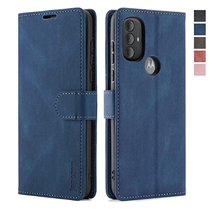 Moto G Power 2022 Wallet Case with [RFID Blocking],Blue | Card Holder, Kickstand, Magnetic, Soft Leather Flip Case Wallet for Moto G Power 2022 6.5 Inch - color: Blue, size: Moto G Power 2022 6.5 inch