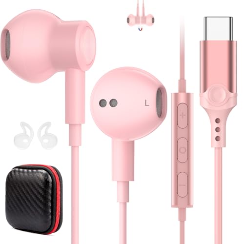 USB C Earbuds Wired Headphones for iPhone 18 Pro Max 17 16 17e,Pink - color: Pink