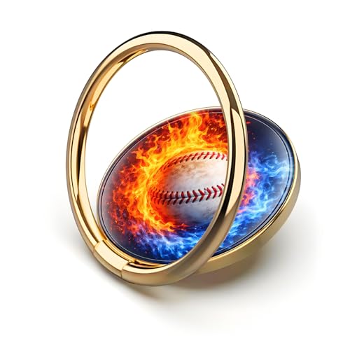 Cell Phone Ring Holder, Cute Metal Phone Grip Stand Finger Ring Kickstand, Flexible 360°Rotation Phone Tablet Case Accessories Compatible with Most Phones Fire Ice Baseball - color: Fire Ice Baseball
