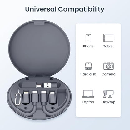 Elebase USB Charging Adapter Kit,Multi USBC Adapter Set,with 1Ft 100W Cable - color: Gray