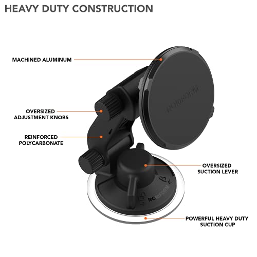 ROKFORM - Adjustable Magnetic Windshield Phone Holder, Compatible with MagSafe Phone Cases and Cases, Strong Suction Cup, 210° Tilt, 360° Rotation