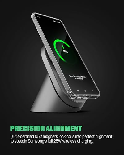Qi2.2 Certified Magnetic Charging Stand for Samsung [25W] Compatible with MagSafe, Super-Fast Wireless Desktop Phone Charger for S26 Ultra S25 Plus Adapter Included [Active-Cooling Technology]