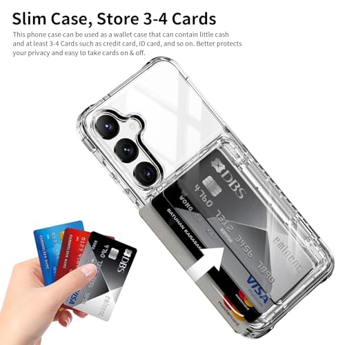 ACANDYA for Samsung Galaxy S24 Plus Case Wallet Galaxy S24+ Case Clear with Card Holder ID Card Slot Heavy Duty Protection Shockproof Anti-Scratch Cover for Women Men for Galaxy S24 Plus Transparent - size: Galaxy S24+ S24 Plus 6.7 inch