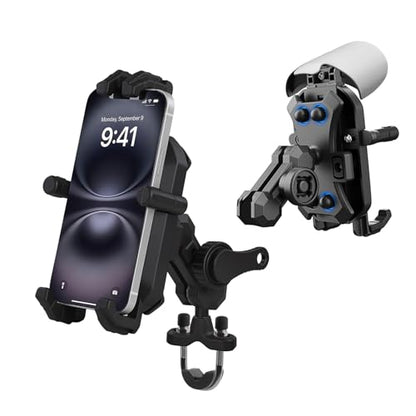 Motorcycle Phone Mount Holder Handlebar Clamp with Vibration Dampener - color: Handlebar Mount
