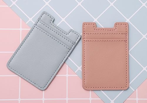 2Pack Phone Wallet,Leather Phone Card Holder Adhesive Stick On Credit Card Pocket for Back of Phone Case iPhone and Android-Pink,Blue - color: Pink,Sky Blue