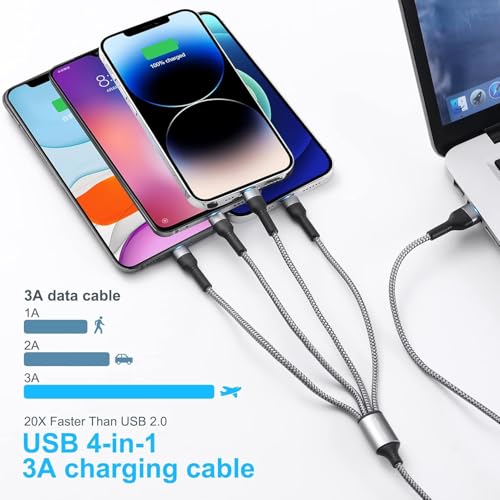 4 in 1 Multi Charging Cable Multi USB Fast Charging Nylon Cord (4Ft)