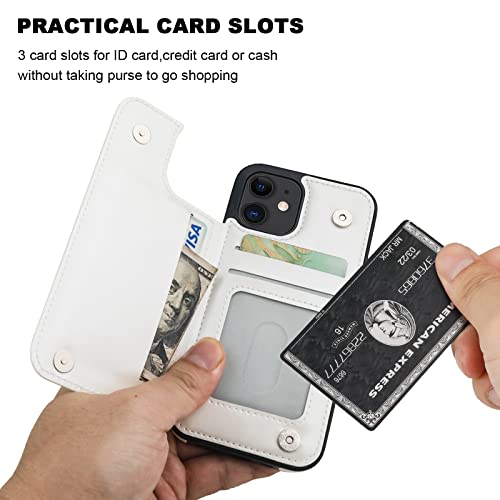 ONETOP for iPhone 12 Mini Wallet Case with Card Holder,White - color: White