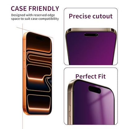 2 Pack Privacy Screen Protector for iPhone 17 Pro Max Tempered Glass 6.9'' Private Saver Anti-Spy Eye Protection Anti-Scratch Full Coverage No Bubble