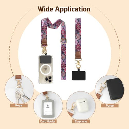 TiMOVO Phone Lanyard Crossbody Wrist Strap, Adjustable Anti-Theft Strap for Smartphone Case - color: Rhombic Datura