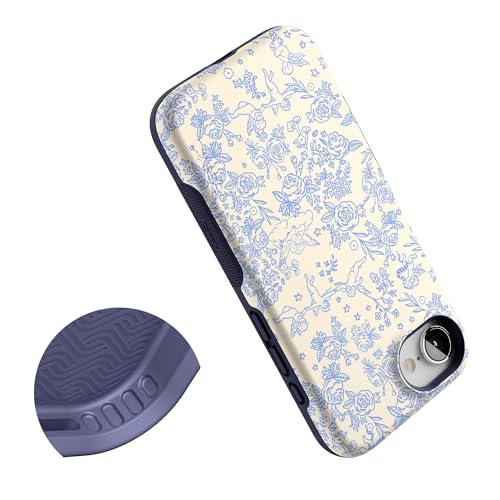 Casely iPhone 16e Case | Cupid's Canvas | Periwinkle Floral | Bold Protective Design | Compatible with MagSafe - color: Cupid's Canvas | Periwinkle Floral