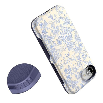 Casely iPhone 16e Case | Cupid's Canvas | Periwinkle Floral | Bold Protective Design | Compatible with MagSafe - color: Cupid's Canvas | Periwinkle Floral
