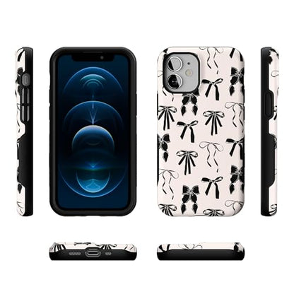 Casely iPhone 12 Mini Case | Goth Girlie | Black Bows | Bold Protective Design | Compatible with MagSafe - color: Goth Girlie | Black Bows, size: Iphone 12 Mini